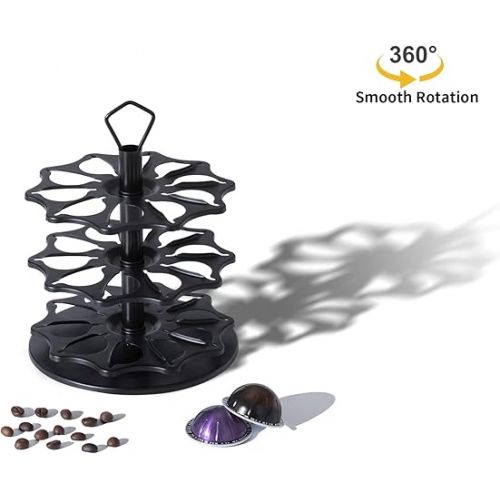  FlagShip Coffee Pod Holder Carousel 3 Tier for Vertuo Pod Holder Metal DIY Install Small for Vertuo Pod Stand (30 Pods Capacity)