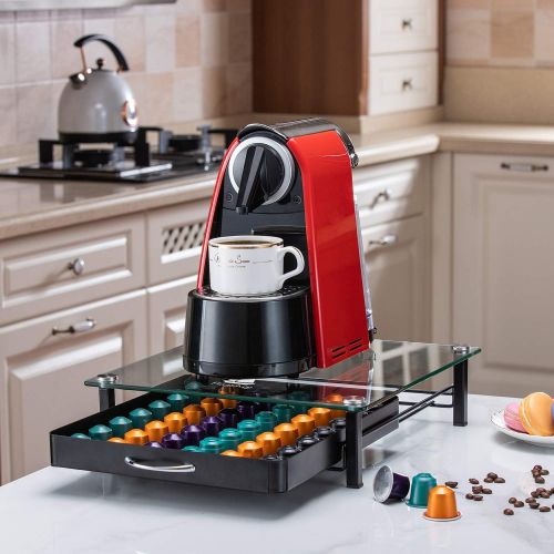  [아마존베스트]FlagShip Pod Holder Drawer for Nespresso Capsule Holder Original Pod Holder Drawer Glass (42 Originalline Pods)