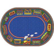 Flagship Carpets The Good Friend Train, Childrens Classroom Educational Rug, 6x84, Oval