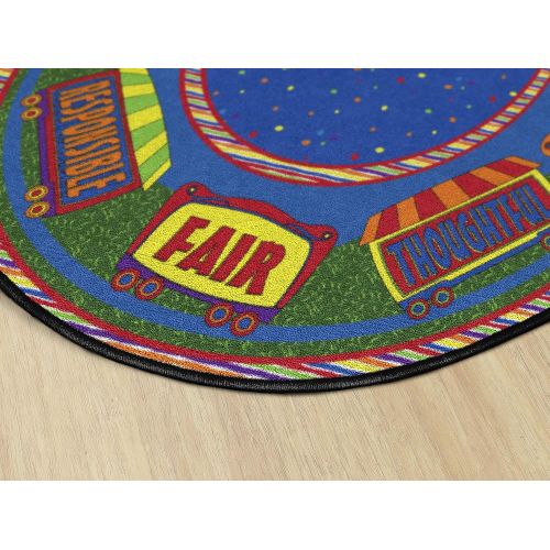  Flagship Carpets The Good Friend Train, Childrens Classroom Educational Rug, 4x6, Oval, Blue/Multi-Color
