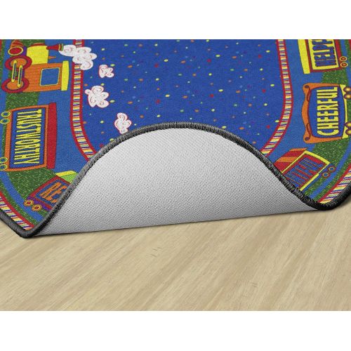  Flagship Carpets The Good Friend Train, Childrens Classroom Educational Rug, 4x6, Oval, Blue/Multi-Color
