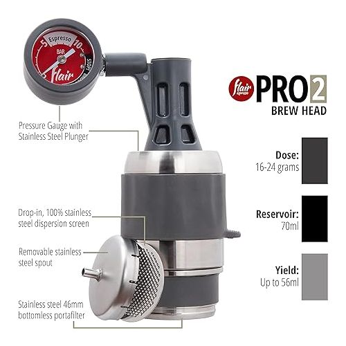  Espresso Maker PRO 2 (White) - An all manual lever espresso maker with stainless steel brew head and pressure gauge
