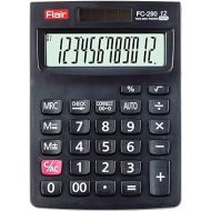 Flair FC-290 Desktop Series Calculator | 12 Digits Calculator, Ergonomic Key Design | Solar & Battery Dual Power | Clear & Large LCD Display | for School, College & Office Use | Black, Pack of 1