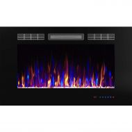 Flameline Dannis 36 750W/1500W, in-Wall Recessed Electric Fireplace Heater w/Touch Screen Panel, Black