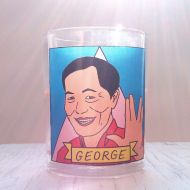 FlamingIdols George Takei Glass Votive Candle  LGBTQ Altar Candle