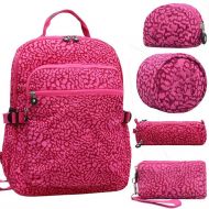 Flamingogogo 5 Pcs/set Casual Original School Backpack for Teenage Travel Bag Backpack for Laptop with Monkey Keychain,Leopard