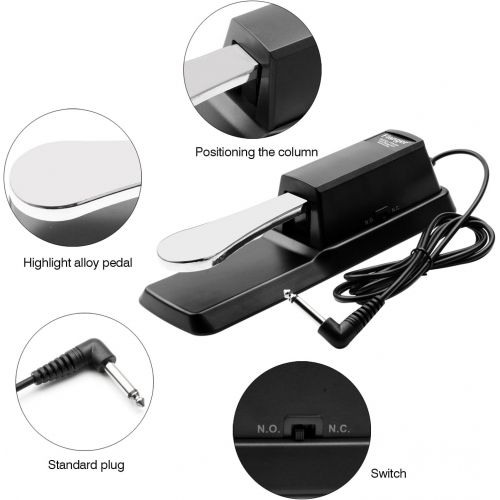  [아마존베스트]Sustain Pedal Universal Foot Damper for Digital Electronic Piano Keyboard, Flanger(Carbon Black, FTB-004)
