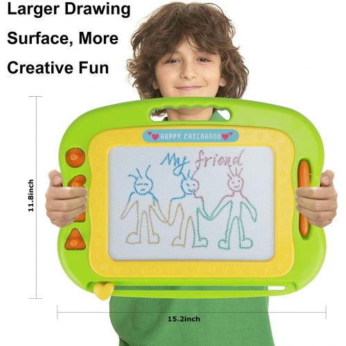  [아마존베스트]Flanney Large Magnetic Doodle Pad Drawing Board for Kids Toddlers Erasable Magnet Sketch Drawing Pad Educational Learning Toy with 4 Stamps Boys Girls Age of 3 4 5 6