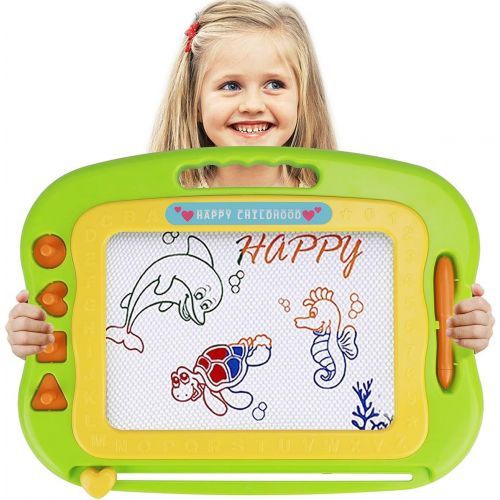  [아마존베스트]Flanney Large Magnetic Doodle Pad Drawing Board for Kids Toddlers Erasable Magnet Sketch Drawing Pad Educational Learning Toy with 4 Stamps Boys Girls Age of 3 4 5 6