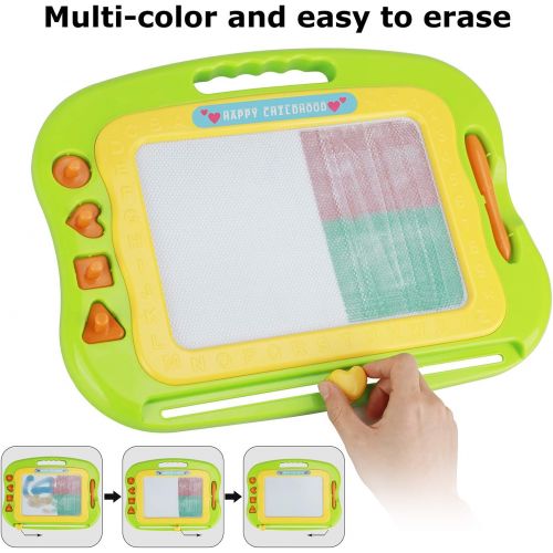  [아마존베스트]Flanney Large Magnetic Doodle Pad Drawing Board for Kids Toddlers Erasable Magnet Sketch Drawing Pad Educational Learning Toy with 4 Stamps Boys Girls Age of 3 4 5 6