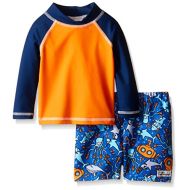 Flap Happy Baby Boys Upf 50+ Rash Guard and Infant Swim Diaper Trunk Set