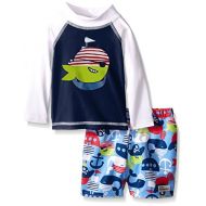 Flap Happy Baby Boys Upf 50+ Graphic Rash Guard and Infant Swim Diaper Trunk Set