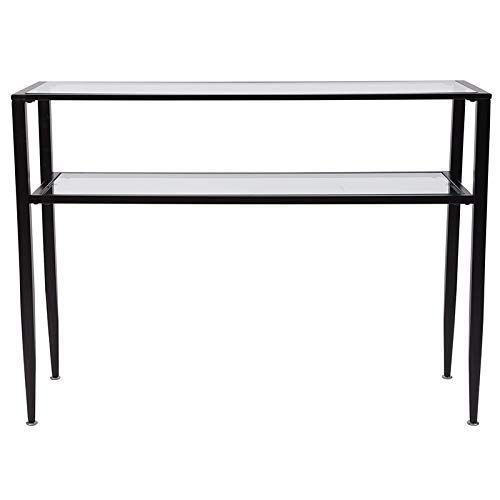  Flash Furniture Newport Collection Glass Console Table with Shelves and Black Metal Frame - HG-160334-GG