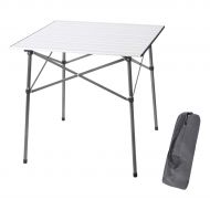 Flash PORTAL Lightweight Aluminum Folding Square Table Roll Up Top 4 People Compact Table with Carry Bag for Camping, Picnic, Backyards, BBQ