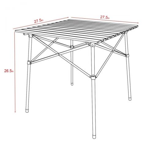  Flash PORTAL Lightweight Aluminum Folding Square Table Roll Up Top 4 People Compact Table with Carry Bag for Camping, Picnic, Backyards, BBQ