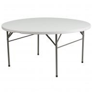 [아마존베스트]Flash Furniture 60 Round Bi-Fold Granite White Plastic Folding Table
