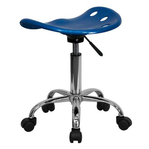  Flash Furniture Vibrant Bright Blue Tractor Seat and Chrome Stool