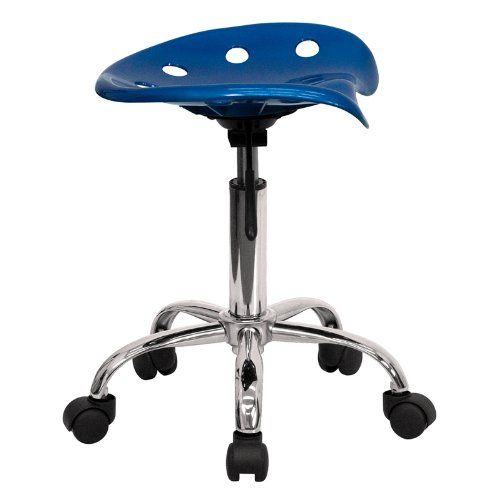  Flash Furniture Vibrant Bright Blue Tractor Seat and Chrome Stool