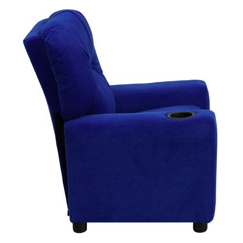  Flash Furniture Contemporary Blue Microfiber Kids Recliner with Cup Holder