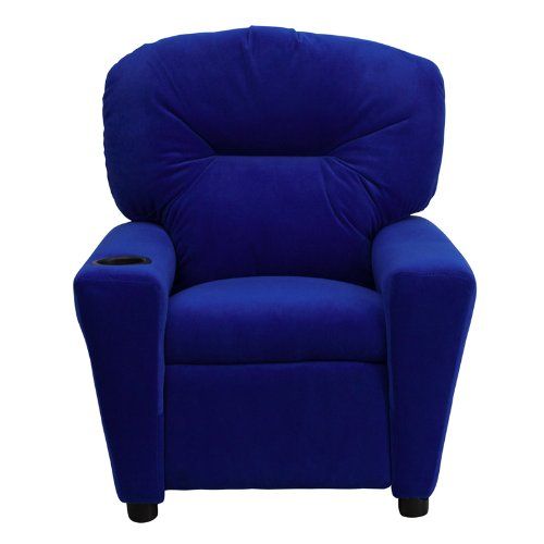  Flash Furniture Contemporary Blue Microfiber Kids Recliner with Cup Holder