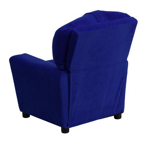  Flash Furniture Contemporary Blue Microfiber Kids Recliner with Cup Holder