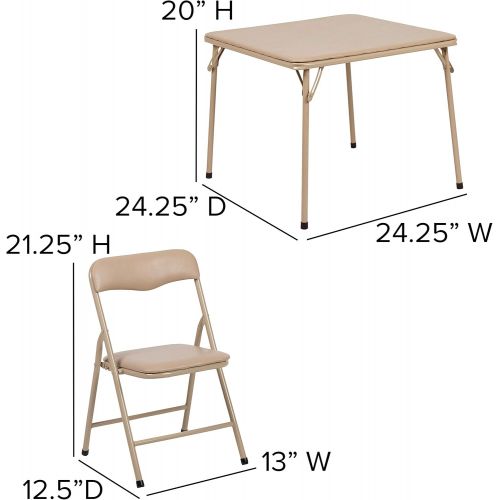  Flash Furniture Kids Tan 3 Piece Folding Table and Chair Set