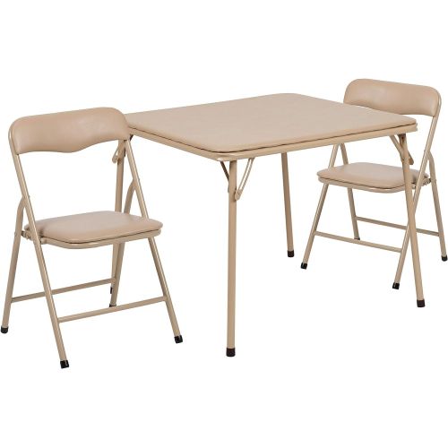  Flash Furniture Kids Tan 3 Piece Folding Table and Chair Set