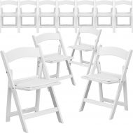 Flash Furniture 11 Pk. Kids White Resin Folding Chair with White Vinyl Padded Seat