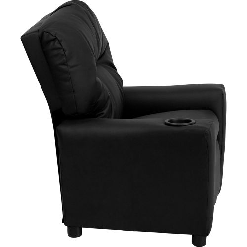  Flash Furniture Contemporary Black Leather Kids Recliner with Cup Holder