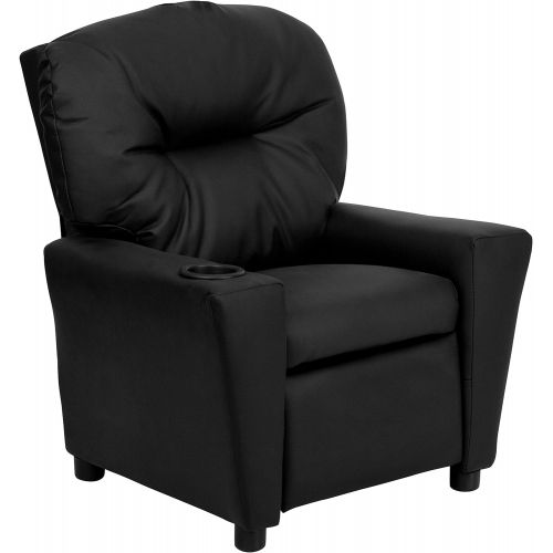  Flash Furniture Contemporary Black Leather Kids Recliner with Cup Holder