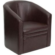 Flash Furniture Brown Leather Barrel-Shaped Guest Chair
