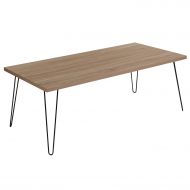 Flash Furniture Union Square Collection Sonoma Oak Wood Grain Finish Coffee Table with Black Metal Legs