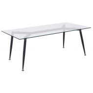 Flash Furniture Chestnut Hill Collection Glass Coffee Table with Sleek Matte Black Metal Legs