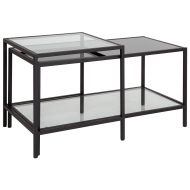 Flash Furniture Westerly Multi-Tiered Glass Coffee Table with Black Metal Frame