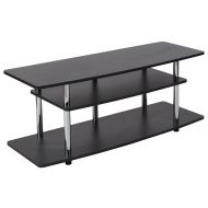 Flash Furniture Deerfield Black TV Stand with Shelves and Stainless Steel Legs