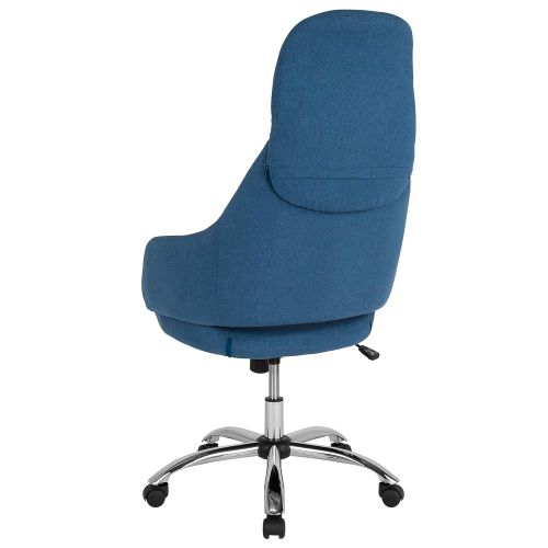  Flash Furniture Marbella Home and Office Upholstered High Back Chair in Blue Fabric