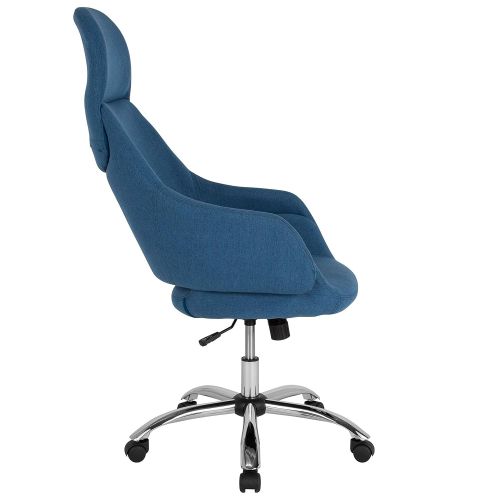  Flash Furniture Marbella Home and Office Upholstered High Back Chair in Blue Fabric