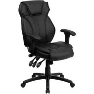 Flash Furniture High Back Leather Executive Office Chair with Triple Paddle Control, Black