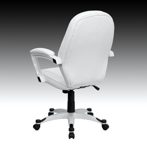  Flash Furniture Mid-Back White Leather Executive Swivel Chair with Arms
