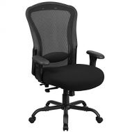 Flash Furniture HERCULES Series 24/7 Intensive Use Big & Tall 400 lb. Rated Black Mesh Multifunction Synchro-Tilt Ergonomic Office Chair, BIFMA Certified