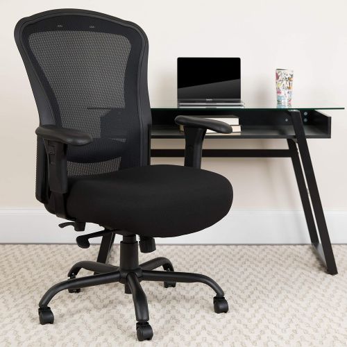  Flash Furniture HERCULES Series 24/7 Intensive Use Big & Tall 400 lb. Rated Black Mesh Multifunction Synchro-Tilt Ergonomic Office Chair, BIFMA Certified