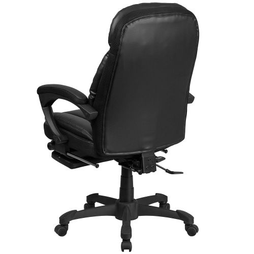  Flash Furniture High Back Black Leather Executive Reclining Swivel Chair with Comfort Coil Seat Springs and Arms