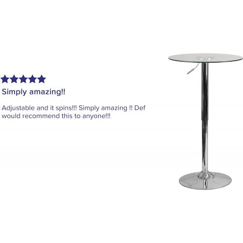  Flash Furniture 23.5 Round Adjustable Height Glass Table (Adjustable Range 33.5 41)