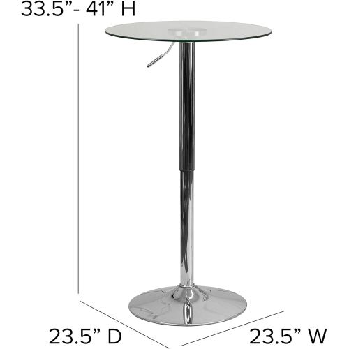  Flash Furniture 23.5 Round Adjustable Height Glass Table (Adjustable Range 33.5 41)