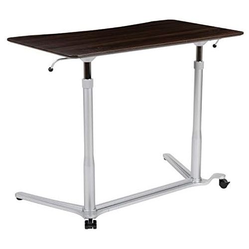  Flash Furniture Sit Down, Stand Up Dark Wood Grain Computer Ergonomic Desk with 37.375W Top (Adjustable Range 29 40.75)