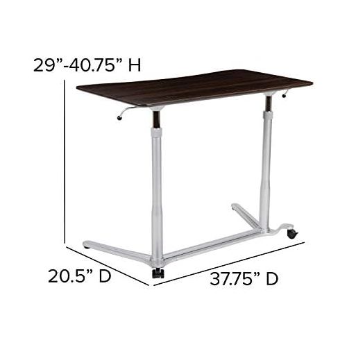  Flash Furniture Sit Down, Stand Up Dark Wood Grain Computer Ergonomic Desk with 37.375W Top (Adjustable Range 29 40.75)