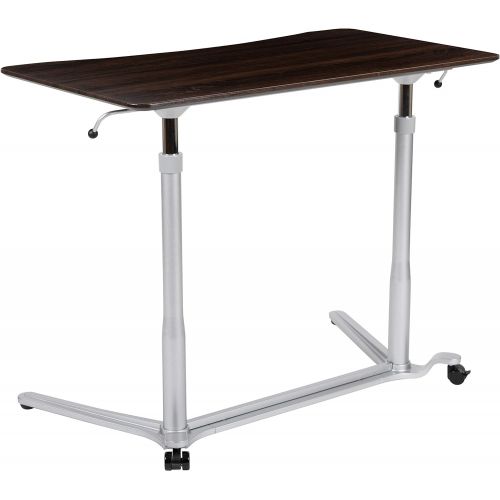  Flash Furniture Sit Down, Stand Up Dark Wood Grain Computer Ergonomic Desk with 37.375W Top (Adjustable Range 29 40.75)
