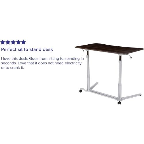  Flash Furniture Sit Down, Stand Up Dark Wood Grain Computer Ergonomic Desk with 37.375W Top (Adjustable Range 29 40.75)