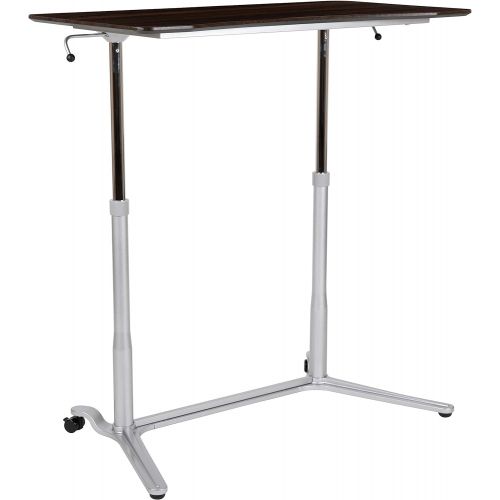  Flash Furniture Sit Down, Stand Up Dark Wood Grain Computer Ergonomic Desk with 37.375W Top (Adjustable Range 29 40.75)