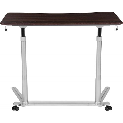  Flash Furniture Sit Down, Stand Up Dark Wood Grain Computer Ergonomic Desk with 37.375W Top (Adjustable Range 29 40.75)